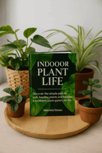 indoor plant life book surrounded by plants